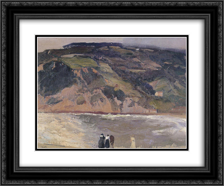 The Breakwater at San Sebastian 24x20 Black Ornate Wood Framed Art Print Poster with Double Matting by Sorolla, Joaquin