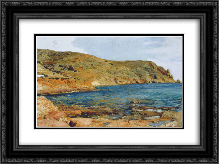 The Cave at San Javea 24x18 Black Ornate Wood Framed Art Print Poster with Double Matting by Sorolla, Joaquin