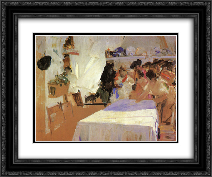 The Christening 24x20 Black Ornate Wood Framed Art Print Poster with Double Matting by Sorolla, Joaquin