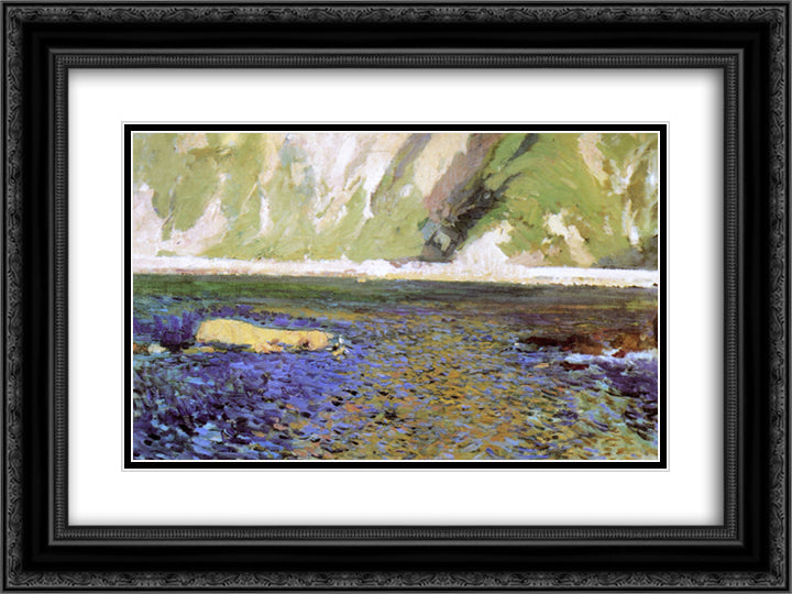 The Coast near San Sebastian 24x18 Black Ornate Wood Framed Art Print Poster with Double Matting by Sorolla, Joaquin
