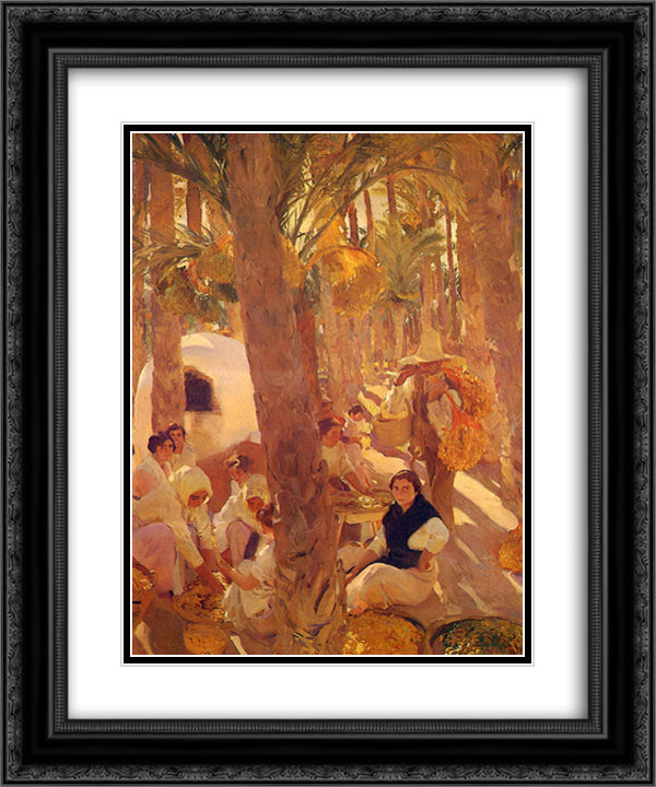 The Elche palm grove 20x24 Black Ornate Wood Framed Art Print Poster with Double Matting by Sorolla, Joaquin