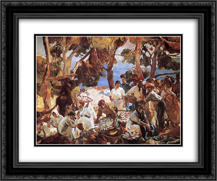 The Fish (Catalonia) 24x20 Black Ornate Wood Framed Art Print Poster with Double Matting by Sorolla, Joaquin