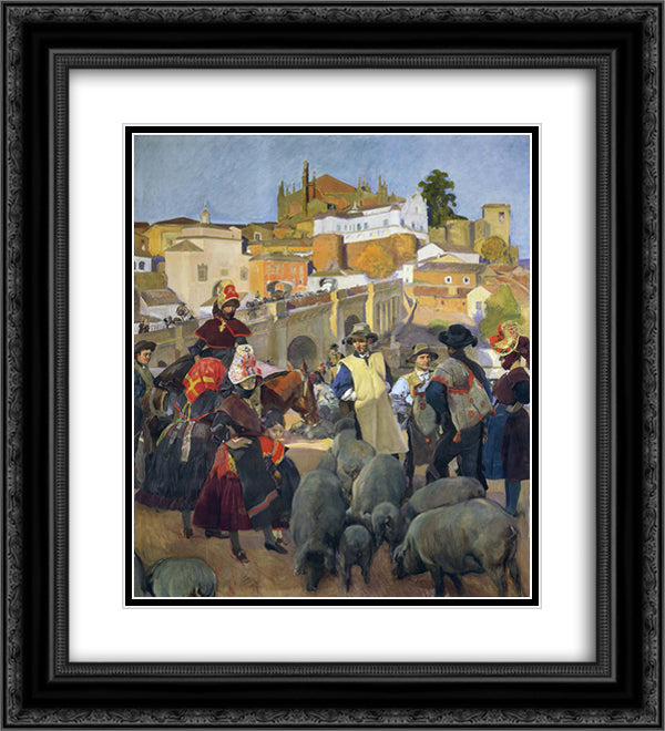 The Market 20x22 Black Ornate Wood Framed Art Print Poster with Double Matting by Sorolla, Joaquin