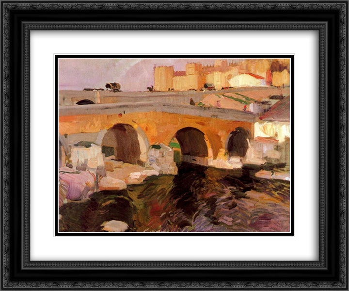 The Old Bridge of Avila 24x20 Black Ornate Wood Framed Art Print Poster with Double Matting by Sorolla, Joaquin