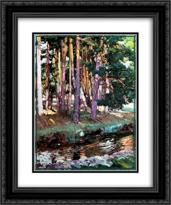 The river la Reina Valsain 20x24 Black Ornate Wood Framed Art Print Poster with Double Matting by Sorolla, Joaquin