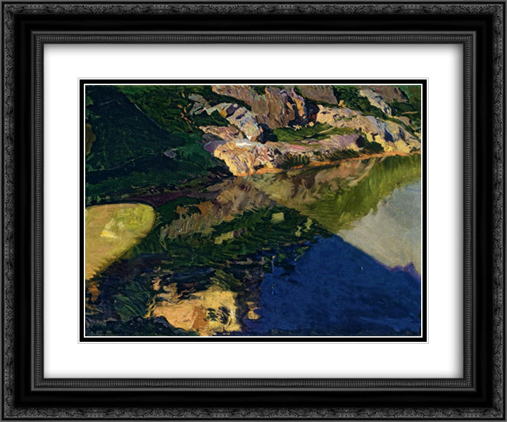 The Shadow of Alcantara Bridge, Toledo 24x20 Black Ornate Wood Framed Art Print Poster with Double Matting by Sorolla, Joaquin