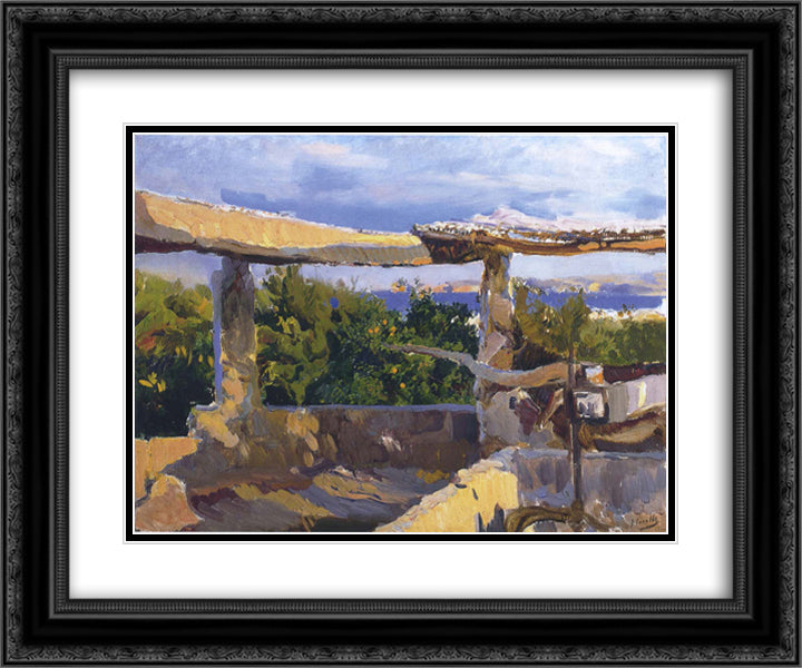 The waterwheel, Javea 24x20 Black Ornate Wood Framed Art Print Poster with Double Matting by Sorolla, Joaquin