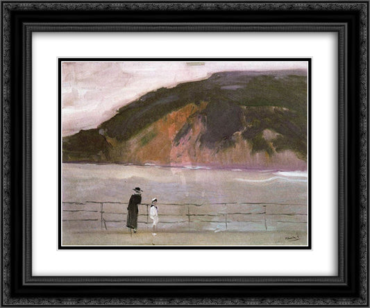 The Waves 24x20 Black Ornate Wood Framed Art Print Poster with Double Matting by Sorolla, Joaquin