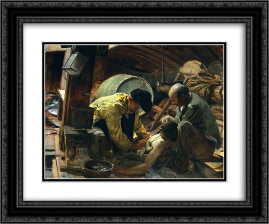 They Still Say that Fish is Expensive! 24x20 Black Ornate Wood Framed Art Print Poster with Double Matting by Sorolla, Joaquin