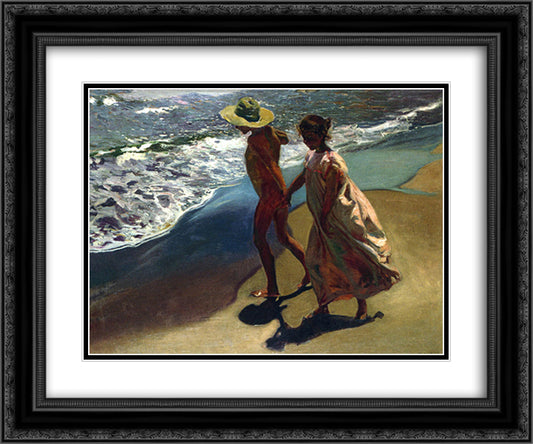 To the Water 24x20 Black Ornate Wood Framed Art Print Poster with Double Matting by Sorolla, Joaquin