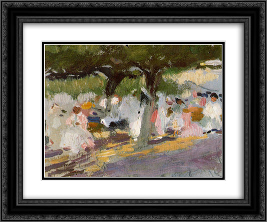 Under the tamarinds (San Sebastian) 24x20 Black Ornate Wood Framed Art Print Poster with Double Matting by Sorolla, Joaquin