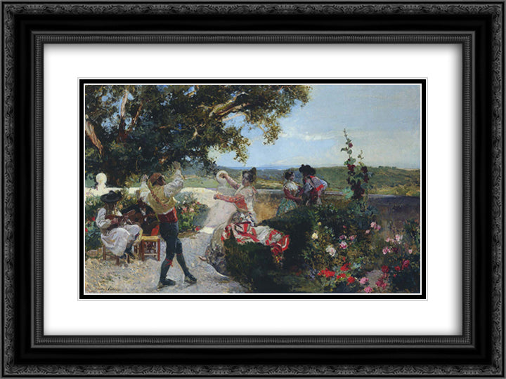 Valencian dance in an orange grove 24x18 Black Ornate Wood Framed Art Print Poster with Double Matting by Sorolla, Joaquin