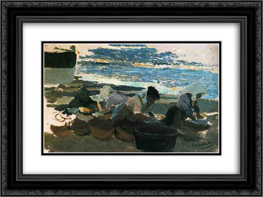 Washerwomen (sketch) 24x18 Black Ornate Wood Framed Art Print Poster with Double Matting by Sorolla, Joaquin