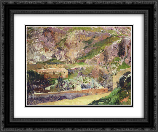 Windmills on the Tagus, Toledo 24x20 Black Ornate Wood Framed Art Print Poster with Double Matting by Sorolla, Joaquin