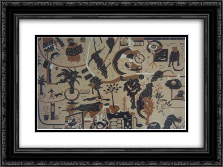 A Rua II 24x18 Black Ornate Wood Framed Art Print Poster with Double Matting by Rodrigo, Joaquim