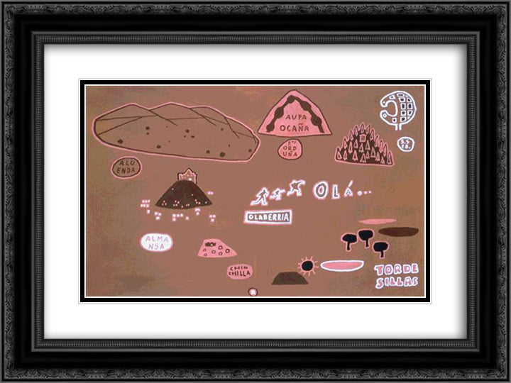 Aluenda - Tordesilhas 24x18 Black Ornate Wood Framed Art Print Poster with Double Matting by Rodrigo, Joaquim