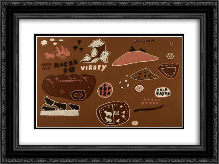 Badajoz - Aluenda 24x18 Black Ornate Wood Framed Art Print Poster with Double Matting by Rodrigo, Joaquim