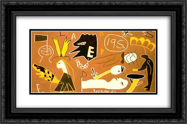 Pesadelo 24x16 Black Ornate Wood Framed Art Print Poster with Double Matting by Rodrigo, Joaquim