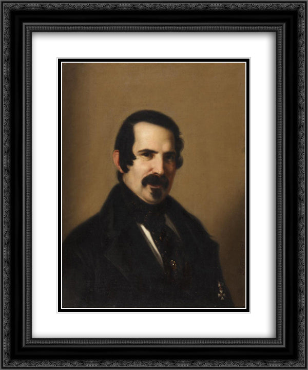 Autorretrato 20x24 Black Ornate Wood Framed Art Print Poster with Double Matting by Fernandez Cruzado, Joaquin Manuel