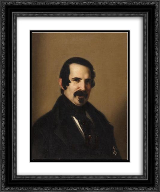 Autorretrato 20x24 Black Ornate Wood Framed Art Print Poster with Double Matting by Fernandez Cruzado, Joaquin Manuel