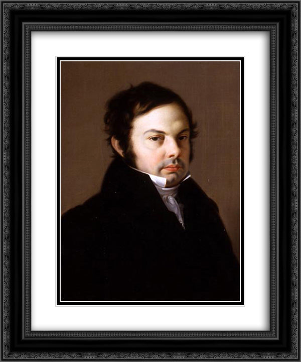 Retrato de Jose Benjumeda y Gens 20x24 Black Ornate Wood Framed Art Print Poster with Double Matting by Fernandez Cruzado, Joaquin Manuel