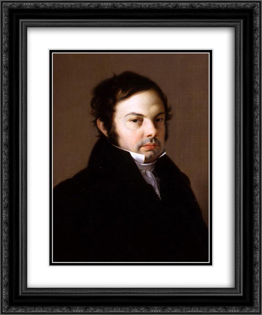 Retrato de Jose Benjumeda y Gens 20x24 Black Ornate Wood Framed Art Print Poster with Double Matting by Fernandez Cruzado, Joaquin Manuel