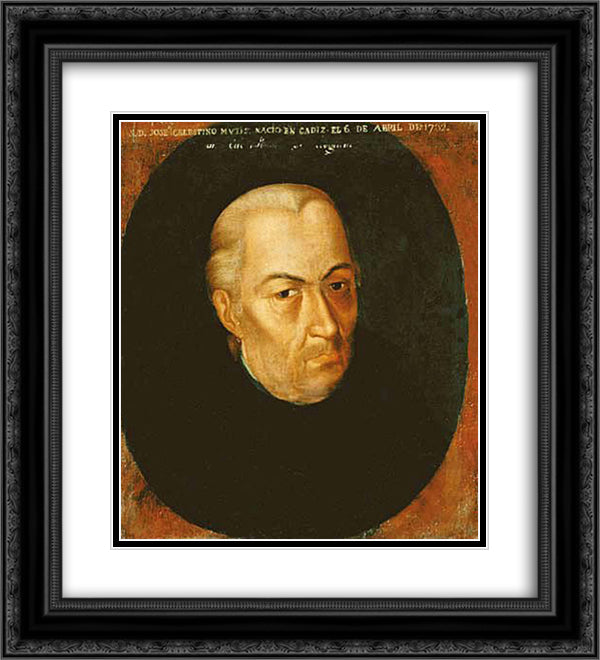 Retrato de Jose Celestino Mutis 20x22 Black Ornate Wood Framed Art Print Poster with Double Matting by Fernandez Cruzado, Joaquin Manuel
