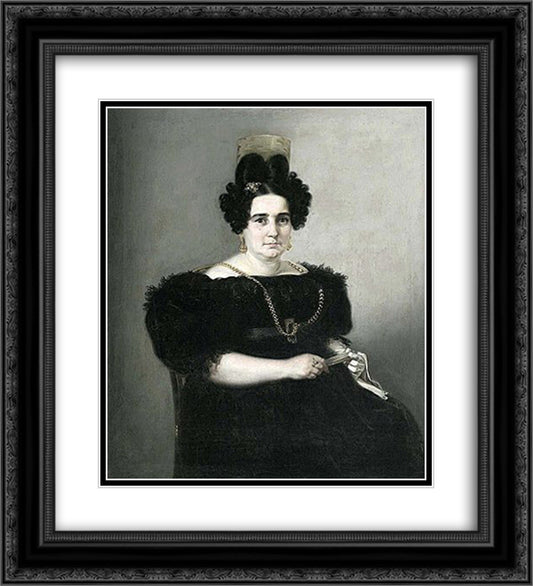 Retrato de Josefa de Corte de Gargollo 20x22 Black Ornate Wood Framed Art Print Poster with Double Matting by Fernandez Cruzado, Joaquin Manuel