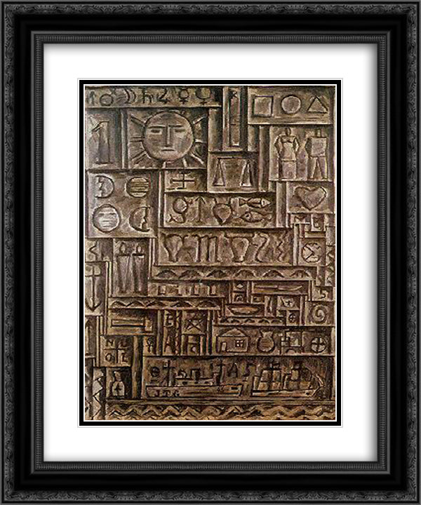 Arte Universal 20x24 Black Ornate Wood Framed Art Print Poster with Double Matting by Torres Garcia, Joaquin