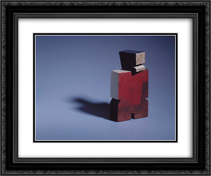 Man with Red Chest 24x20 Black Ornate Wood Framed Art Print Poster with Double Matting by Torres Garcia, Joaquin