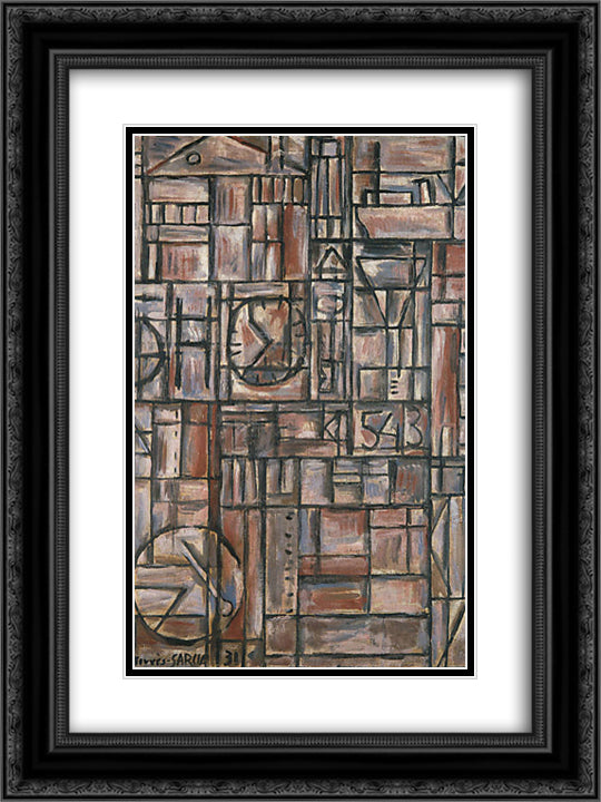 Structure 18x24 Black Ornate Wood Framed Art Print Poster with Double Matting by Torres Garcia, Joaquin