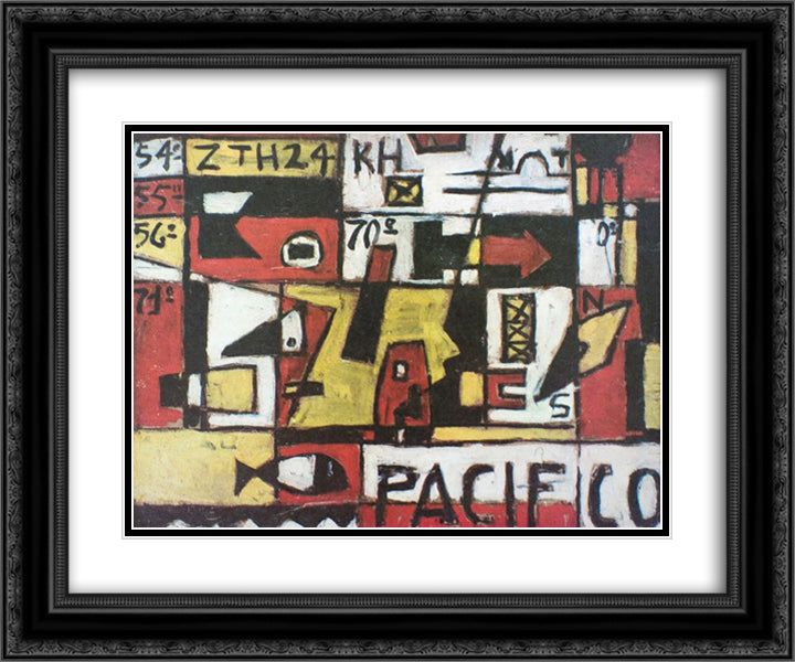 unknown title 24x20 Black Ornate Wood Framed Art Print Poster with Double Matting by Torres Garcia, Joaquin