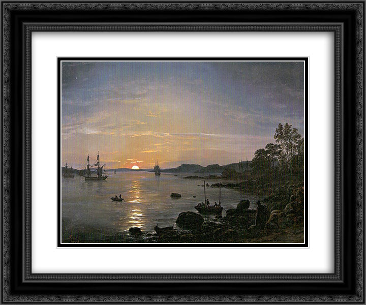 Holmestrand 24x20 Black Ornate Wood Framed Art Print Poster with Double Matting by Dahl, Johan Christian