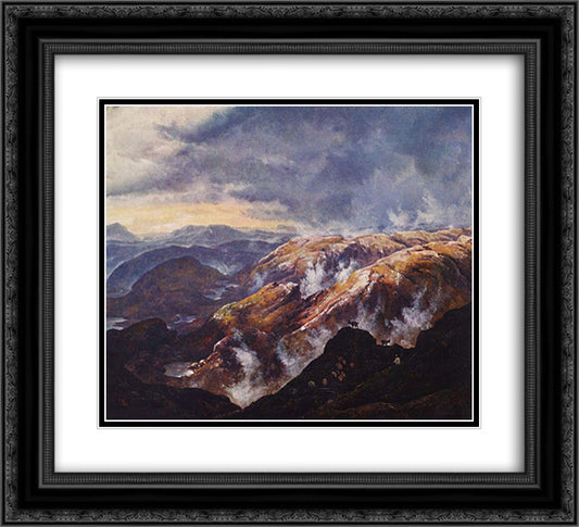Lyshornet bei Bergen 22x20 Black Ornate Wood Framed Art Print Poster with Double Matting by Dahl, Johan Christian