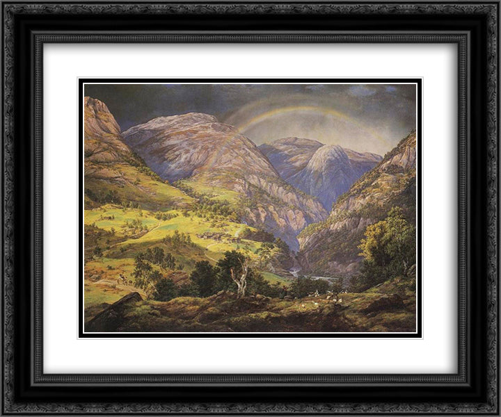 Stalheim 24x20 Black Ornate Wood Framed Art Print Poster with Double Matting by Dahl, Johan Christian
