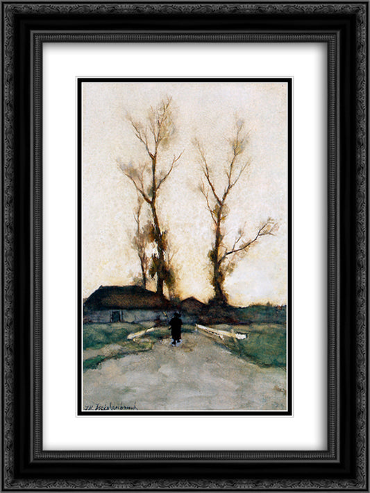 Autumn evening 18x24 Black Ornate Wood Framed Art Print Poster with Double Matting by Weissenbruch, Johan Hendrik