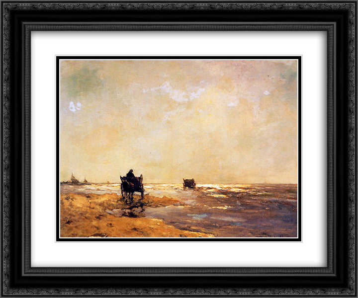 Beach view 24x20 Black Ornate Wood Framed Art Print Poster with Double Matting by Weissenbruch, Johan Hendrik