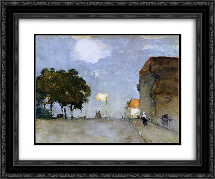 City view 24x20 Black Ornate Wood Framed Art Print Poster with Double Matting by Weissenbruch, Johan Hendrik