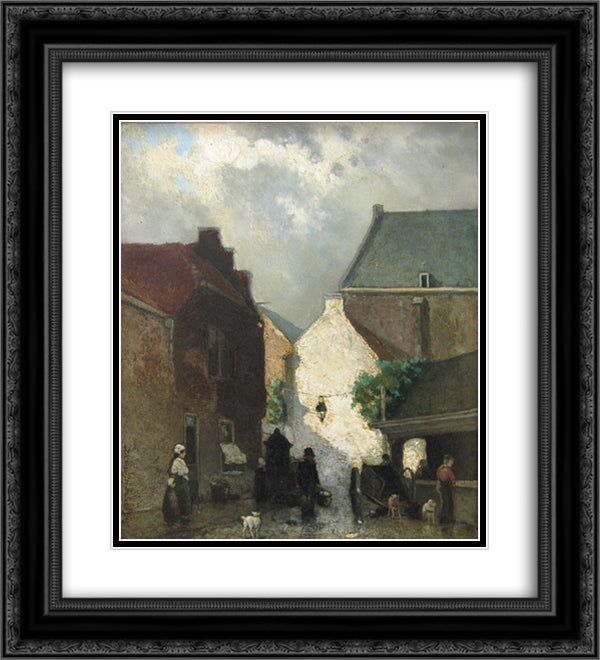 Fish market Sun 20x22 Black Ornate Wood Framed Art Print Poster with Double Matting by Weissenbruch, Johan Hendrik