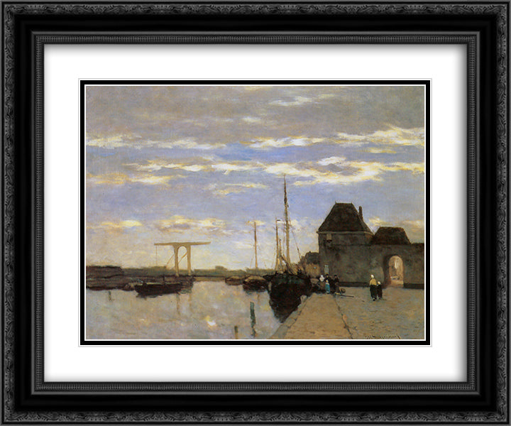 Memory of Haarlem 24x20 Black Ornate Wood Framed Art Print Poster with Double Matting by Weissenbruch, Johan Hendrik