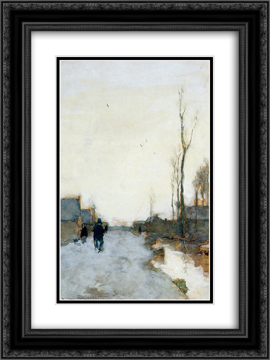 Road near Noorden 18x24 Black Ornate Wood Framed Art Print Poster with Double Matting by Weissenbruch, Johan Hendrik