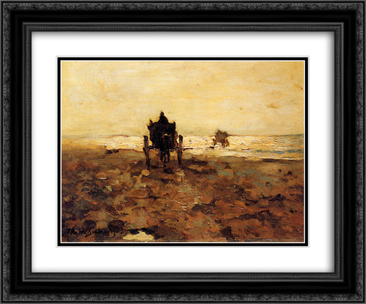 Shelf carts 24x20 Black Ornate Wood Framed Art Print Poster with Double Matting by Weissenbruch, Johan Hendrik