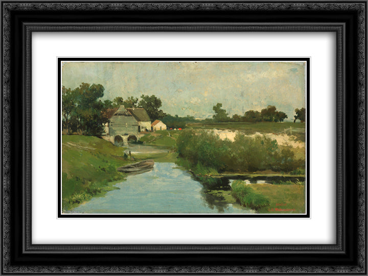 Summer Day 24x18 Black Ornate Wood Framed Art Print Poster with Double Matting by Weissenbruch, Johan Hendrik