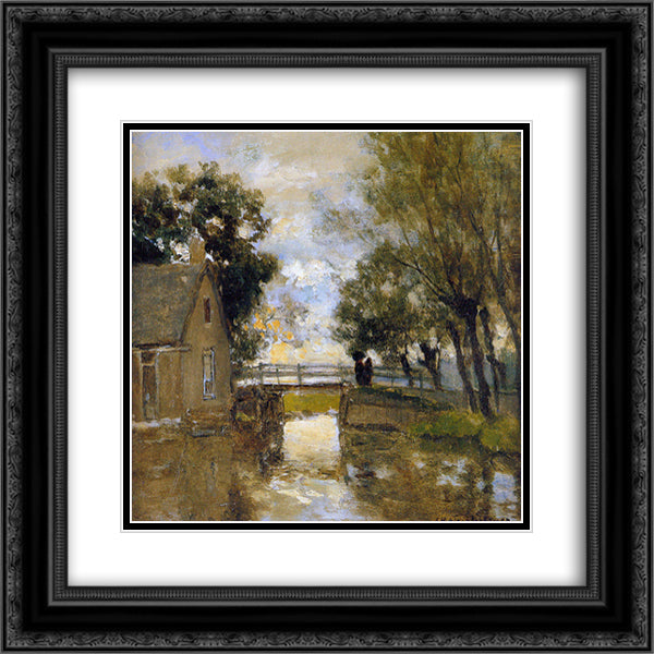 Summer evening 20x20 Black Ornate Wood Framed Art Print Poster with Double Matting by Weissenbruch, Johan Hendrik