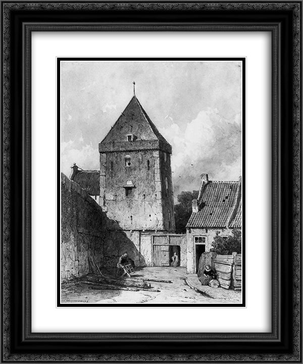 The Goilberdingenpoort in Culemborg Su 20x24 Black Ornate Wood Framed Art Print Poster with Double Matting by Weissenbruch, Johan Hendrik