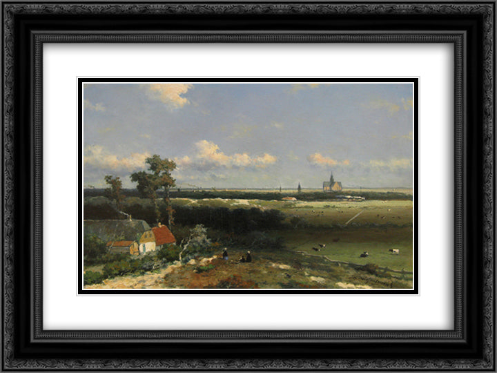 View of Haarlem 24x18 Black Ornate Wood Framed Art Print Poster with Double Matting by Weissenbruch, Johan Hendrik