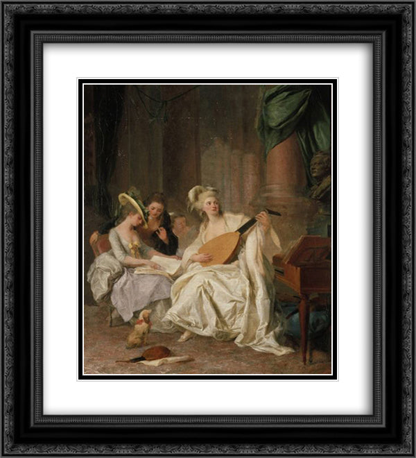 Huldigung an Gluck 20x22 Black Ornate Wood Framed Art Print Poster with Double Matting by Peters, Johann Anton de