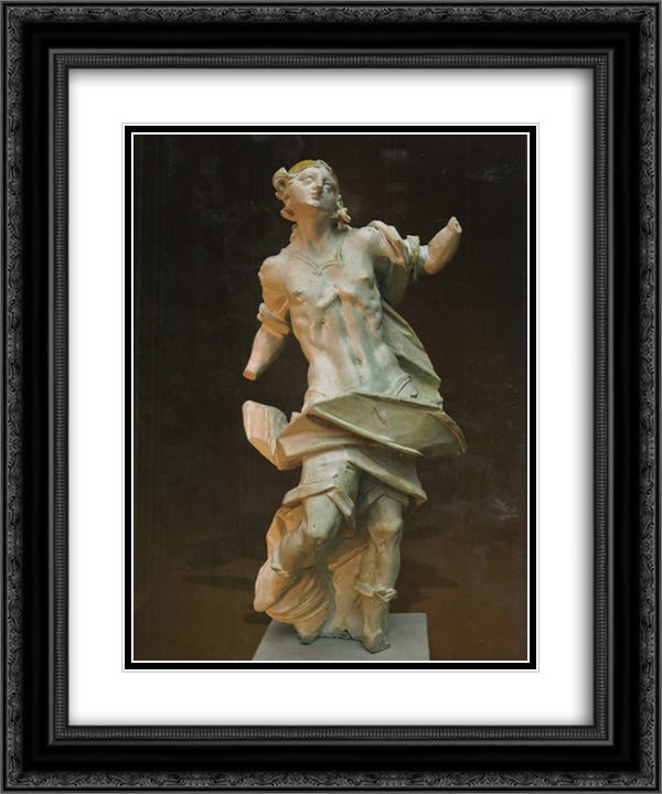 Allegory of Courage 20x24 Black Ornate Wood Framed Art Print Poster with Double Matting by Pinzel, Johann Georg