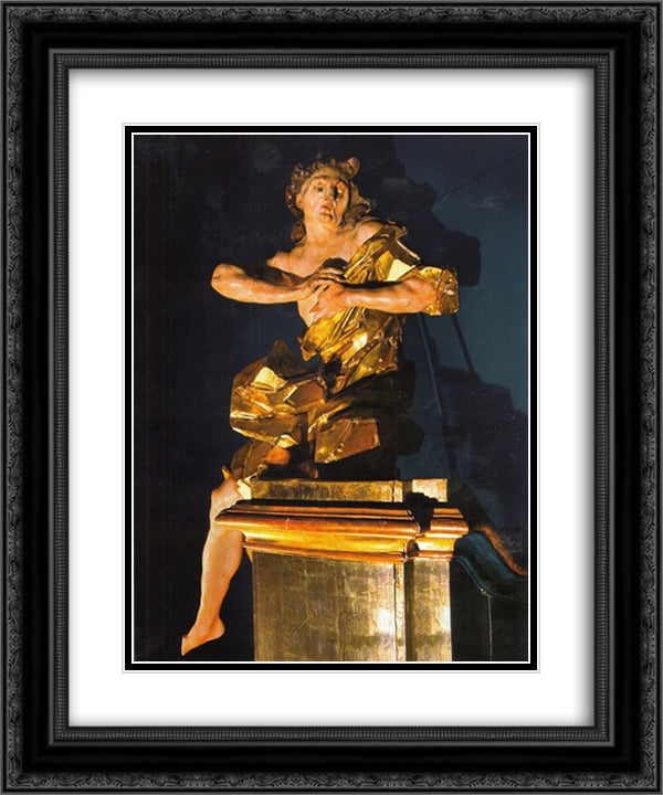 Angel 20x24 Black Ornate Wood Framed Art Print Poster with Double Matting by Pinzel, Johann Georg