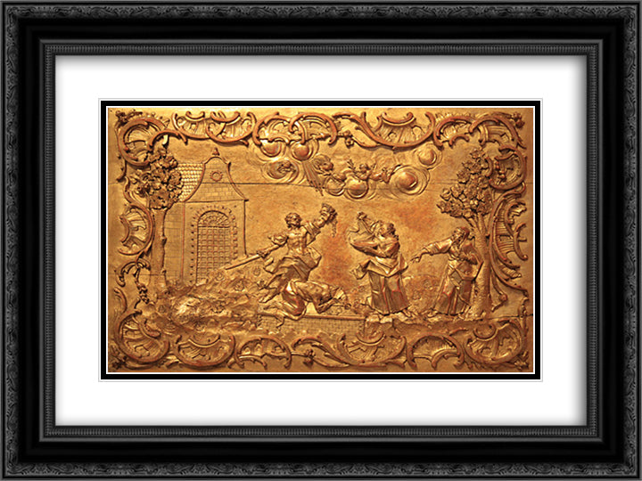 Beheading of St. John the Baptist 24x18 Black Ornate Wood Framed Art Print Poster with Double Matting by Pinzel, Johann Georg
